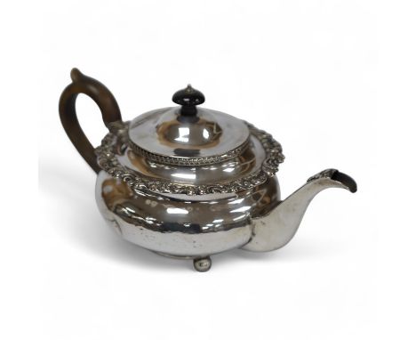 An early 19th century silver circular teapot, marks rubbed, by Thomas Blagden &amp; Co, Sheffield, circa 1820, gross weight  