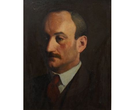 Oil on board, Head and shoulders portrait of Harold Avery, indistinctly signed lower right, 49 x 39cm. Condition - fair