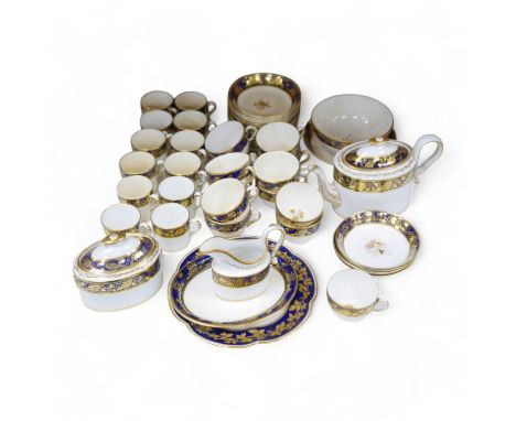 A 19th century Spode gilt decorated tea and coffee service, tea pot 16cm high. Condition -  many items poor