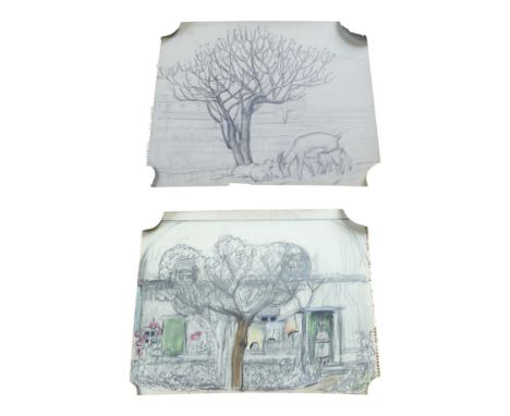 Adrian Paul Allinson ROI (1890-1959), two pencil / watercolours from the artists sketch book, Landscapes, unsigned, unframed.