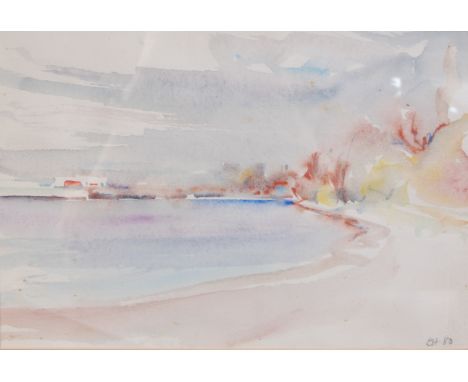 Ewen Henderson (1934-2000) - The Thames at Putney, watercolour, monogrammed and dated '80 in pencil lower right, 23 x 34cm