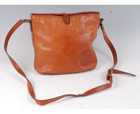 A Mulberry vintage tan leather shoulder bag, with overlapping clasp, gilt metal hardware including outer badge, the interior 