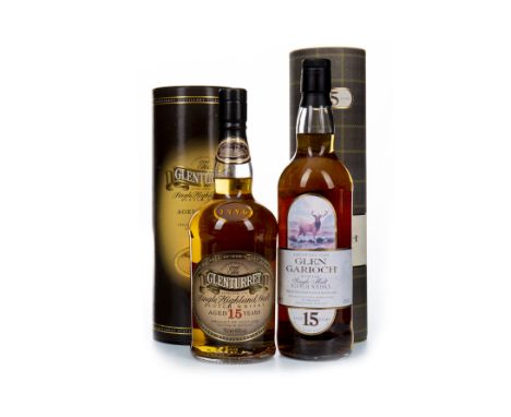 GLENTURRET AGED 15 YEARS Single Malt Scotch Whisky 70cl, 40% volume, in tube. GLEN GARIOCH AGED 15 YEARS Single Malt Scotch W