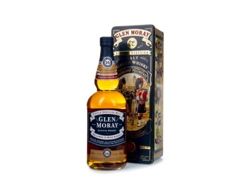 GLEN MORAY 16 YEARS OLD Single Malt Scotch Whisky Matured in wine barrels. 70cl, 40% volume, in Black Watch Highland Regiment