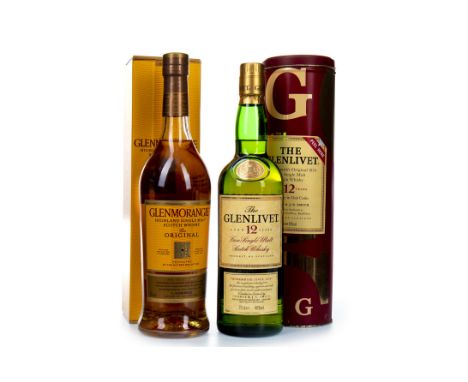 GLENMORANGIE 10 YEARS OLD Single Malt Scotch Whisky 70cl, 40% volume, in carton. GLENLIVET AGED 12 YEARS Single Malt Scotch W