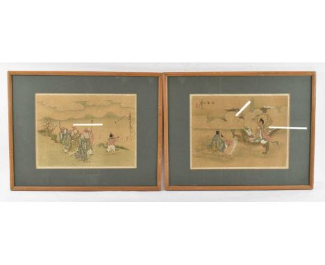 A pair of 19th century Chinese watercolours, each signed and with red seal mark, 22.5 x 30cm, framed and glazed.