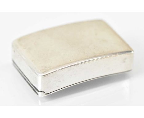 GEORGE UNITE; a Victorian hallmarked silver curved snuff box with engraved inscription and gilt interior, Birmingham 1897, 4.