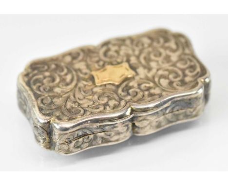 NATHANIEL MILLS; a William IV hallmarked silver vinaigrette with engraved decoration and pierced gilt interior, Birmingham 18