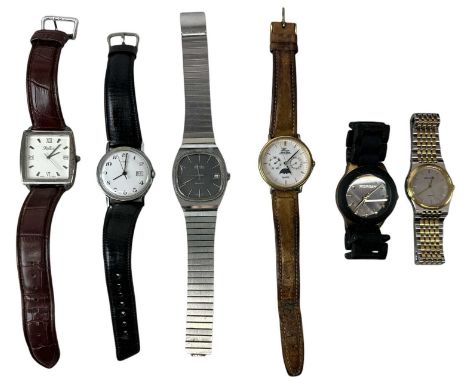 A group of six gentleman's wristwatches including Accurist, Timex, Corvette, etc.