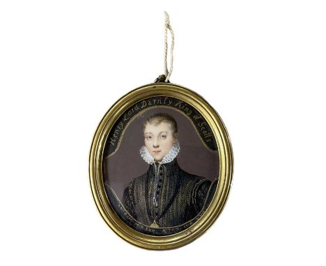 An 18th century portrait miniature of Henry Lord Darnley, King of Scots, husband to Mary Queen of Scots, with inscription ver
