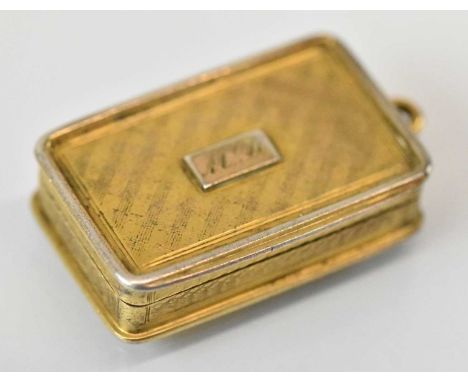 G R COLLIS &amp; CO; a Victorian hallmarked silver gilt vinaigrette with elaborate pierced interior, Birmingham 1840, 3.5 x 2