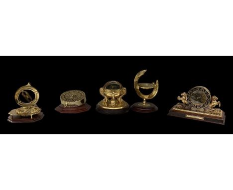 THE FRANKLIN MINT; a group of modern brass items including the National Maritime Historical Society 'The Maritime Barometer',