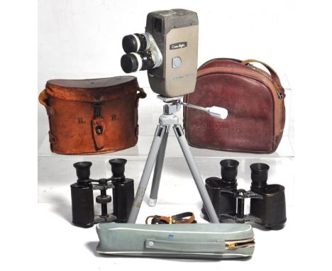 A pair of Crown Optical Company Rochester New York "Military Stereo 6x30" early 20th century binoculars with original leather