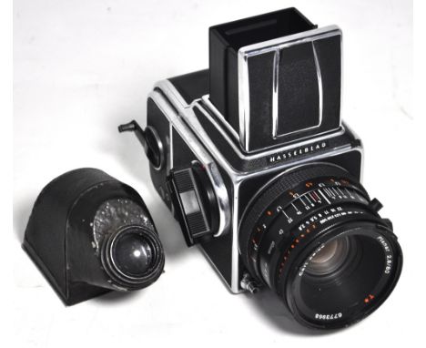 Hasselblad 500 C/M camera complete with A12 film back, 80mm Planar Carl Zeiss standard lens, waist level finder and 45° prism