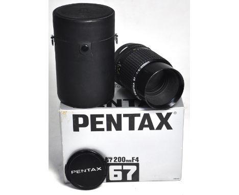 A Pentax 67 200mm lens, complete with box and lens case. CONDITION REPORT Lens serial number 8556860, optically excellent con