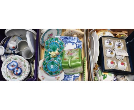 Two boxes of ceramics to include collectors plates, Royal Doulton "Bramley" series and also a boxed set of Royal Worcester ch