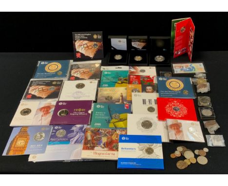 Coins - £20.00, £5.00, £2.00, £1.00, 50p, uncirculate d Royal Mint proofs, Pride of Wales, William Shakespeare, A Timeless Fi