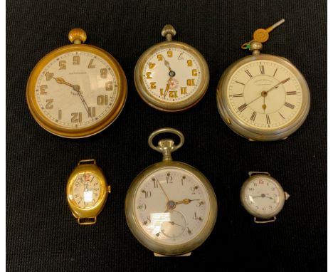 A Victorian silver open face centre seconds chronograph pocket watch, Birmingham 1896;  others base metal;  silver cased Marv