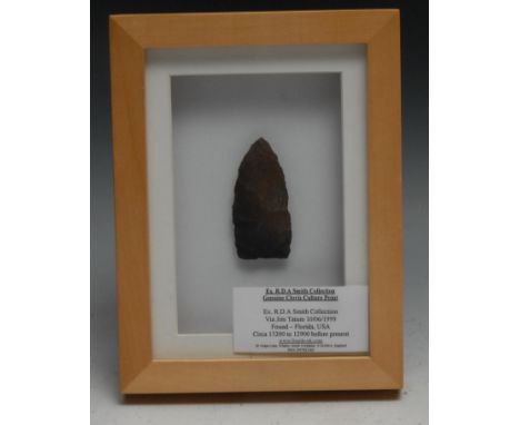 Antiquities - a Paleo-Amerindian Clovis Culture stone spear point, found Florida , USA, 7cm long, c.13,200 - 12,900 before pr