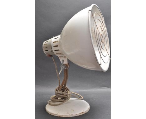 A vintage retro 20th century Pifco lamp / heath desk lamp having a large conical shade with adjustable column raised on shape