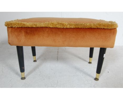 A vintage retro mid 20th century circa 1950’s stool / dressing table stool. The stool of a rectangular form with yellow butto