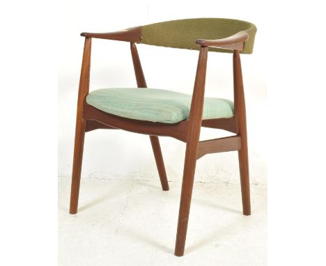 Thomas Harlev - Farstrup - Model 213 - A vintage retro mid 20th century 1960's Danish armchair / carver dining chair. The cha