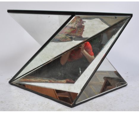 A contemporary vintage style mirror glass “ Zee” table / coffee table. The table having square top with z-shaped body. A/F&nb