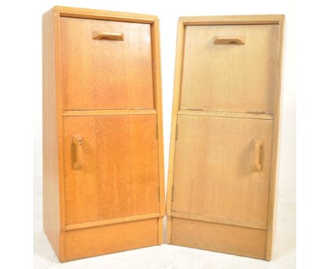E. Gomme- G Plan- Brandon Range- A pair of mid Century retro 20th Century 1950s G Plan light oak pedestal bedside cabinets / 