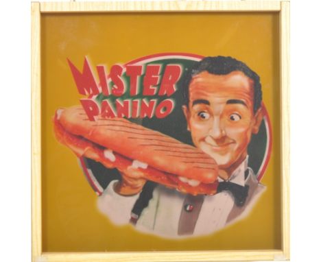 A contemporary 21st century point of sale shop display advertising light box for Mr Panino having a polychrome plastic front 