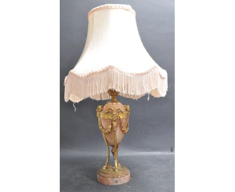 A 19th Century Italian Grand Tour brass and marble lamp / desk lamp. The lamp having a egg shaped marble / centre piece with 