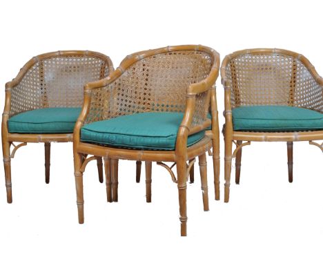 Manner Of Giorgetti - A set of four retro vintage 20th century circa 1970s bamboo salon chairs / easy chair. The chairs havin