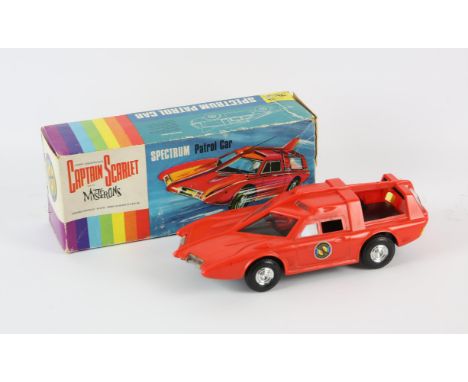 Gerry Anderson - 21 Toy vintage Captain Scarlet plastic friction drive Spectrum Patrol Car, finished in red, black aerial and