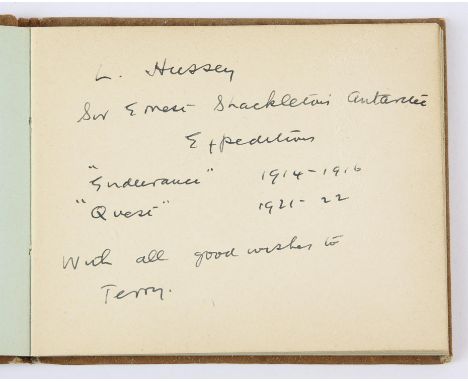 Autographs: Leonard Duncan Albert Hussey, OBE (1894-1965).  An Autograph book with Signed inscription of Leonard Hussey, writ