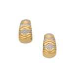 DIAMOND-SET REEDED EARCLIPS
