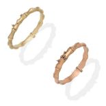 TWO GOLD BAMBOO BANGLES (2)