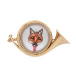 REVERSE-CARVED CRYSTAL FOX BROOCH,