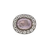 QUARTZ AND PASTE MEMORIAL BROOCH,