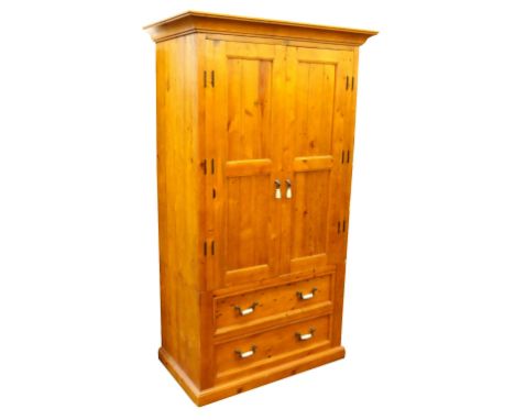 'HERITAGE' PINE WARDROBE
with shaped cornice, double doors, interior top rail and provision for adjustable shelving with lowe