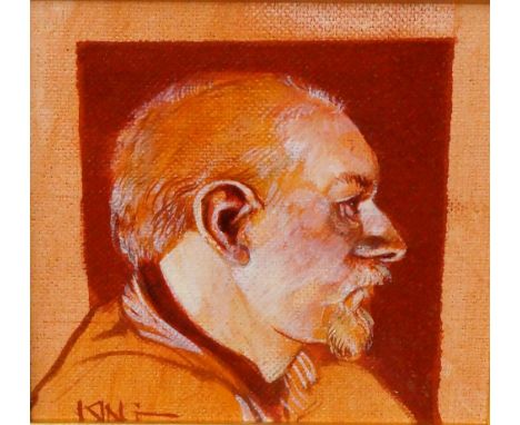 ALAN KING
'Study for painter from Paisley', oil canvas panel, signed 11.5cm x 11.5cm