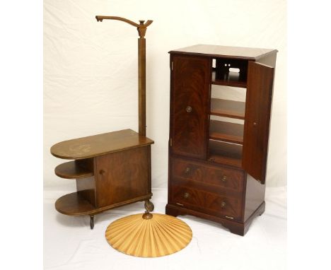 'BRIDGECRAFT' MAHOGANY MUSIC CABINET
the lift-up lid revealing record player compartment, above a shelved interior over a vin
