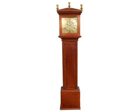 EIGHT DAY LONGCASE CLOCK
with a brass square dial marked 'William Tomlinson, London', with a subsidiary dial and date apertur