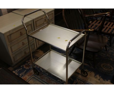 Mid century modern metal two shelf trolley, height 60 cm, width 35 cm, depth 60 cm