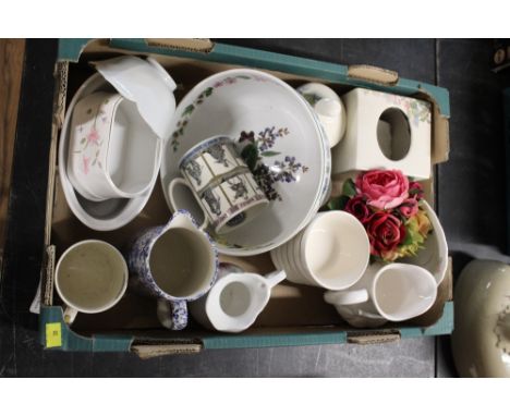 Worcester Herbs fruit bowl, decorative jugs, white ramekins, tissue holder etc