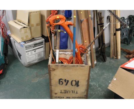 Garden tools -hedge trimmer, rake etc, (Hedge trimmer been withdrawn) (T-chest not included)