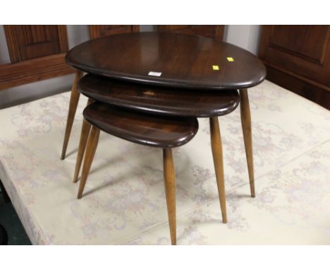 Three Ercol pebble tables