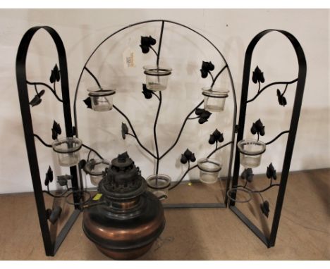 Folding ornamental candle holder and oil lamp base