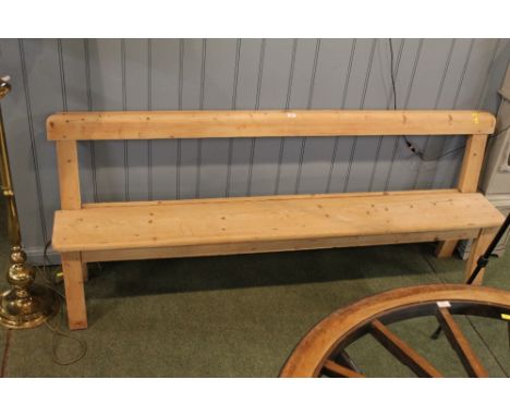 Victorian stripped pine bench, height 79 cm, width 199 cm, depth 30 cm