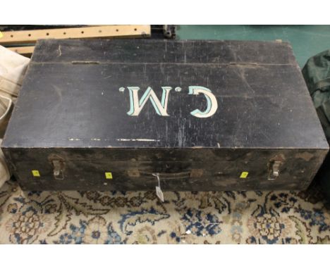 Vintage toolbox, marked to outside GM, tools, planes, saws etc