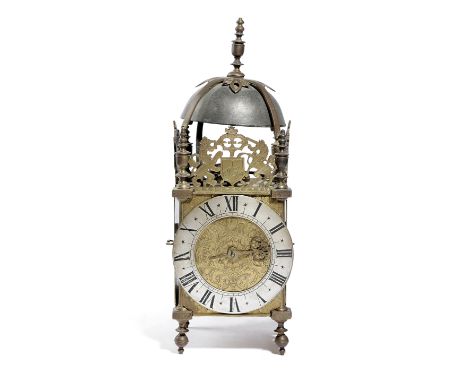 A WILLIAM AND MARY BRASS LANTERN CLOCK BY RICHARD GRIFFIN, CHEW VALLEY BRISTOL, DATED '1696' the brass and steel posted movem