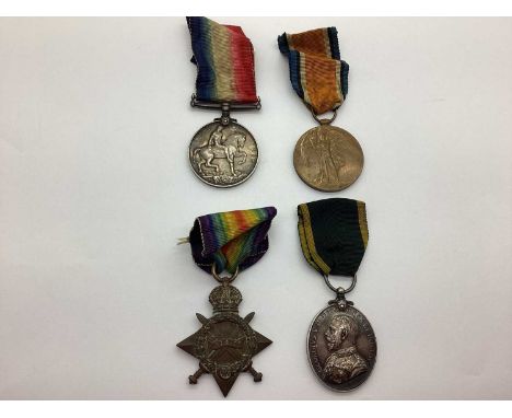 WWI Trio Of British Medals, comprising 1914-15 Star, British War Medal, and Victory Medal awarded to 700 Pte. H.Hatton Notts 